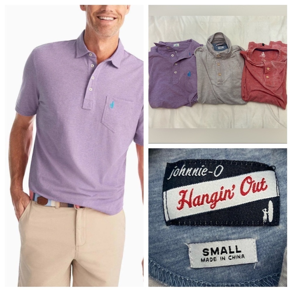 Johnny-O Polo Shirt bundle of 3 Purple Gray Red 3564